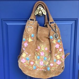 Bally suede embroidered bag